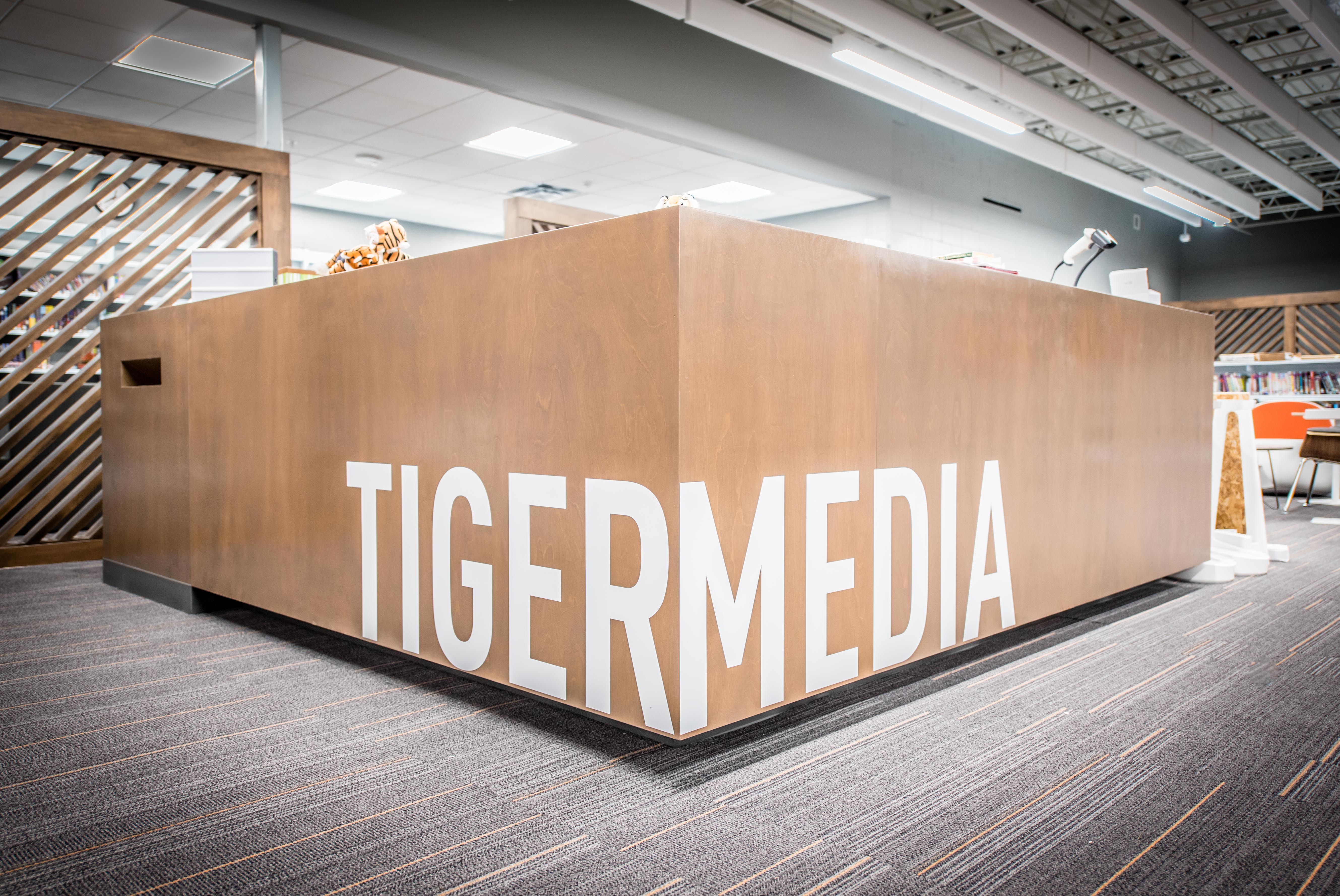 Red Oak Schools - School Library Front Desk with Tiger Media decal