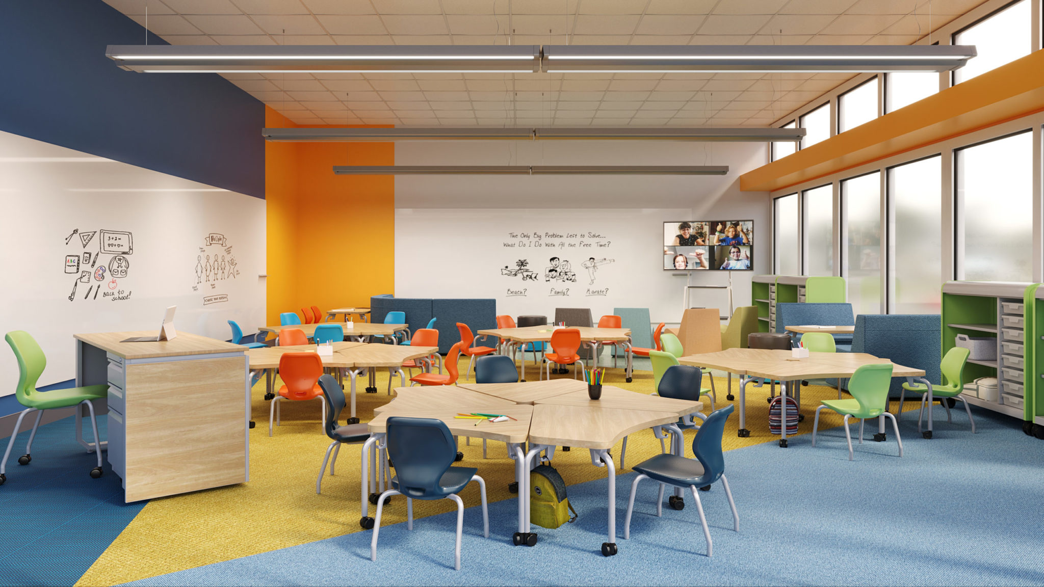A photograph of a PreK classroom with Smith System furniture