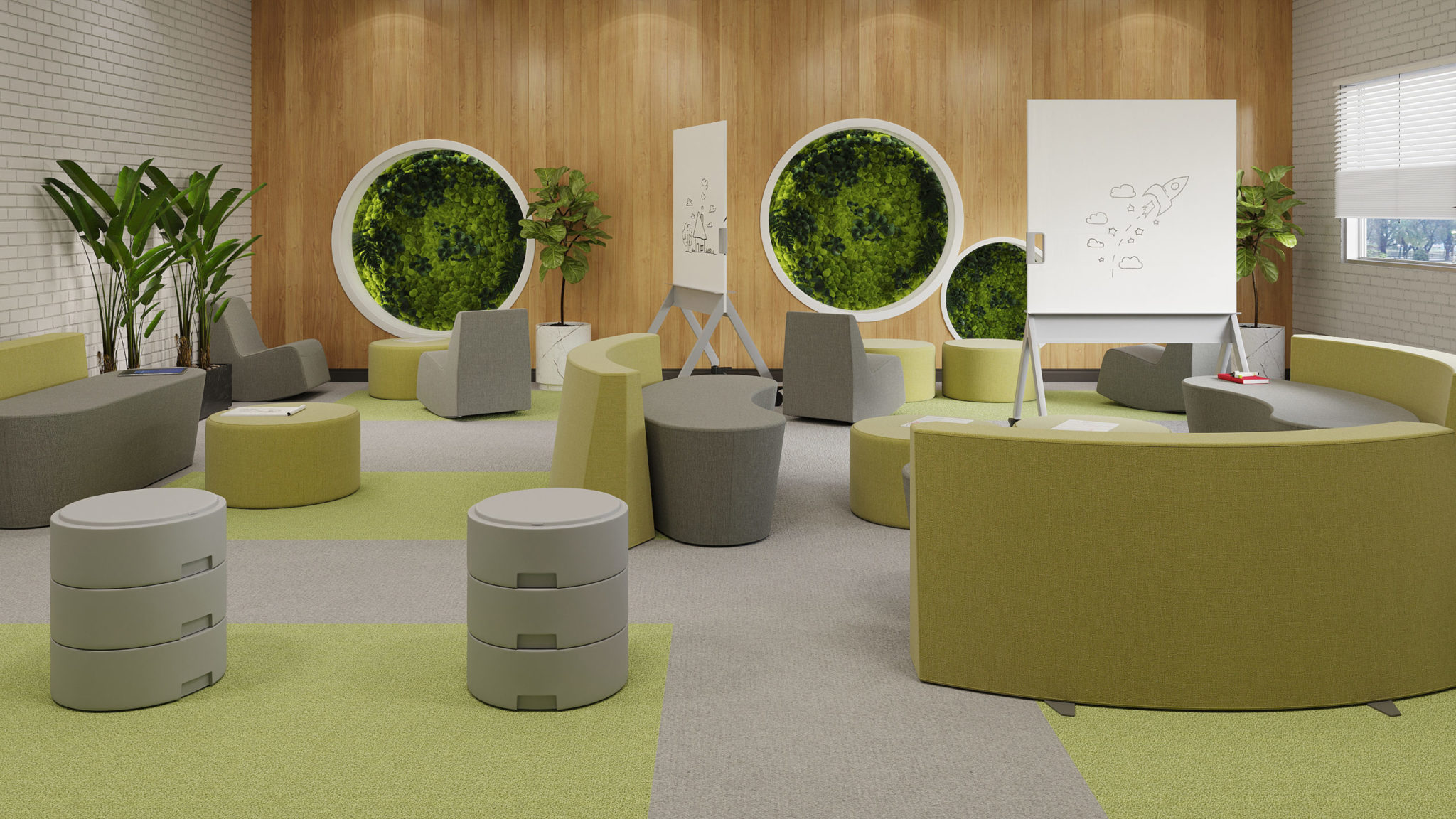 A rendering of a Calm Room for a school