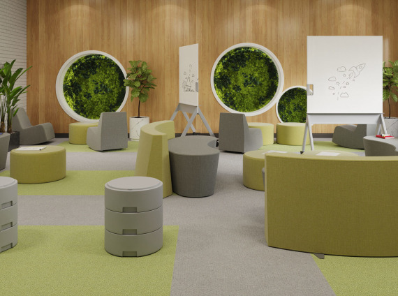 A rendering of a Calm Room for a school